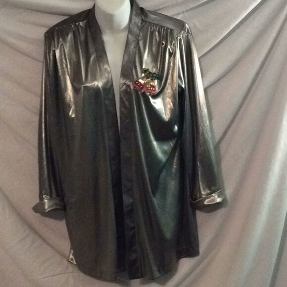 🎄 VTG 80s‎ liquid gold  jacket/beaded bells 🎅🏻 - Picture 2 of 8